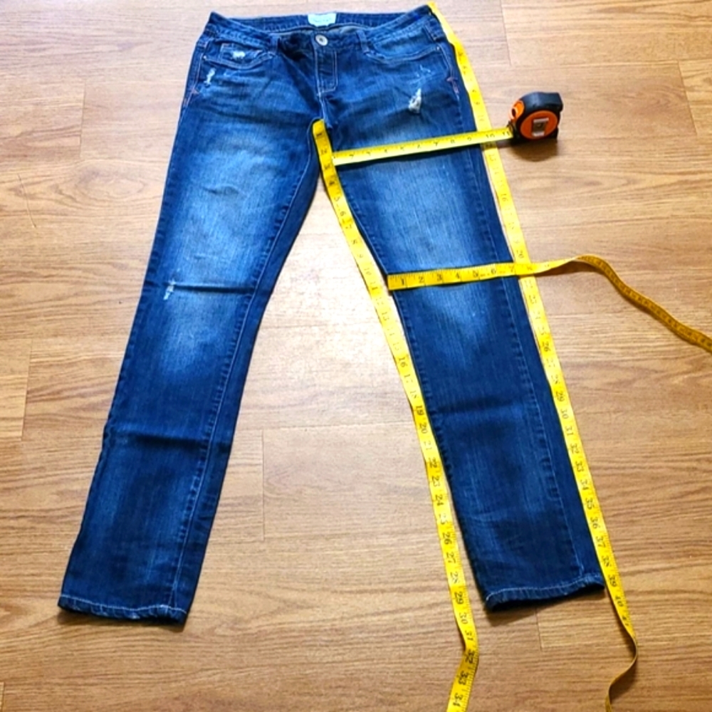 AEROPOSTALE 3/4x30 BAYLA SKINNY FADED DISTRESSED, DARK WASH 2012 GIRL BLUE JEANS